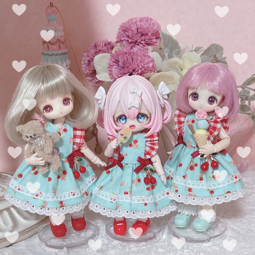 チェック×さくらんぼワンピース