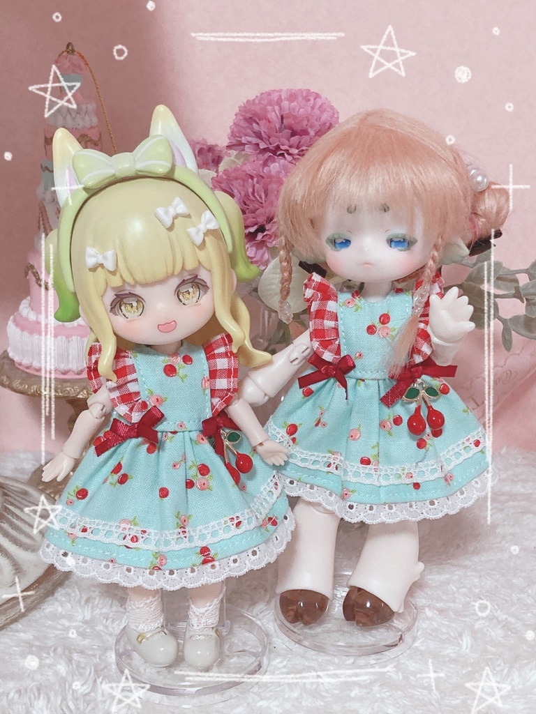 チェック×さくらんぼワンピース