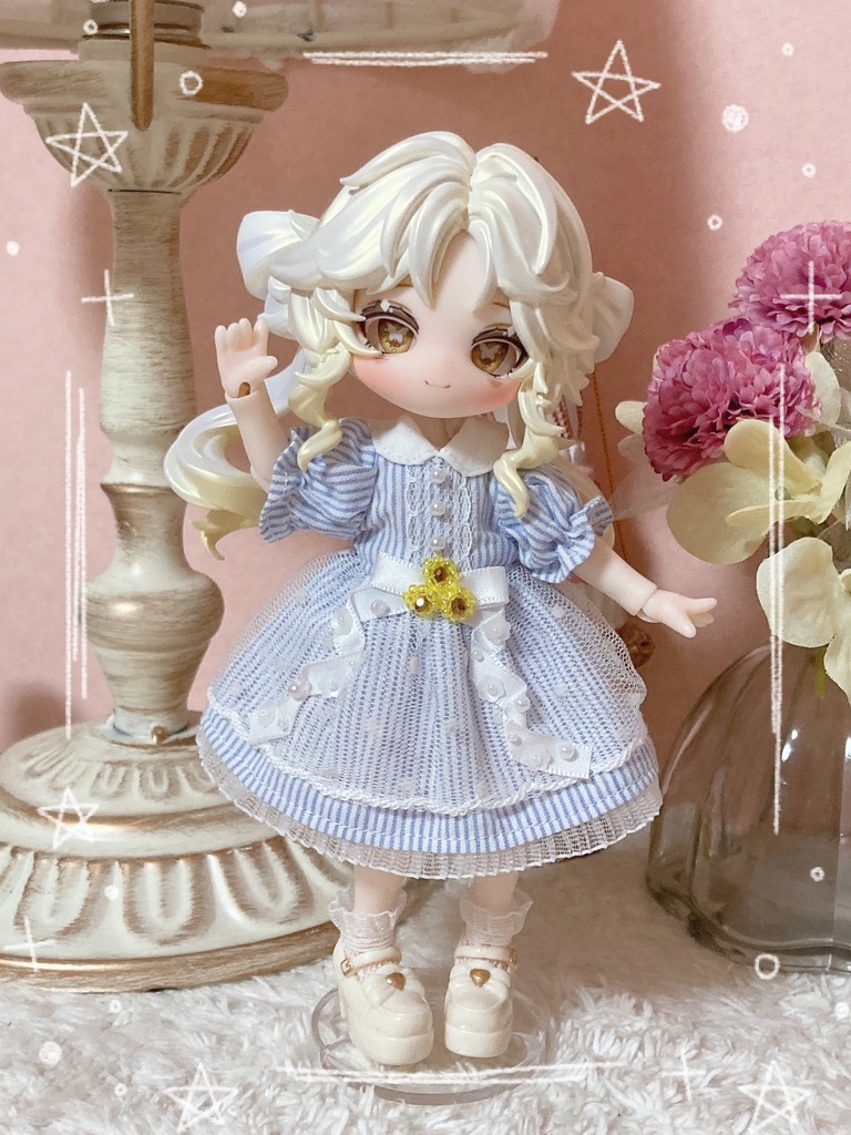 ストライプ×ひまわりワンピース(オビツ11/月飛び時間)