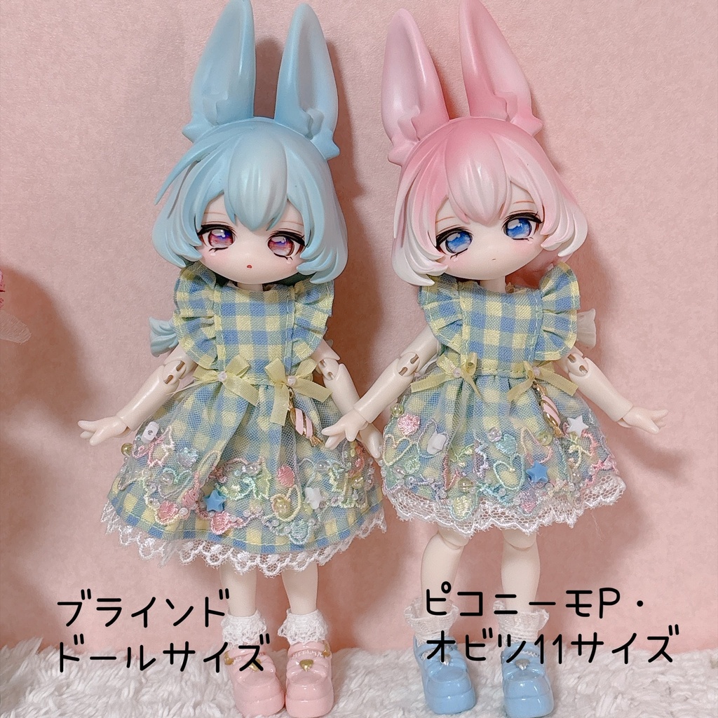 チェックワンピース(オビツ11/ピコニーモPサイズ)
