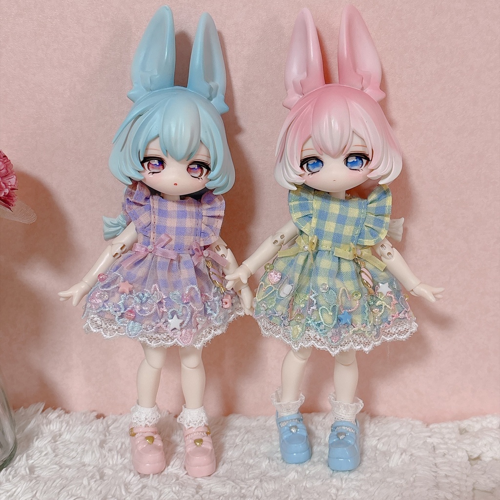 チェックワンピース(オビツ11/ピコニーモPサイズ)