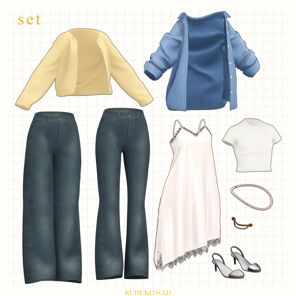 【VRChat向け】Satin lace camisole【マリシア対応】