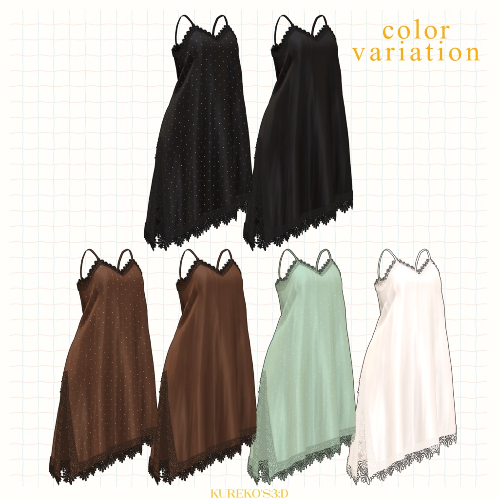 【VRChat向け】Satin lace camisole【マリシア対応】
