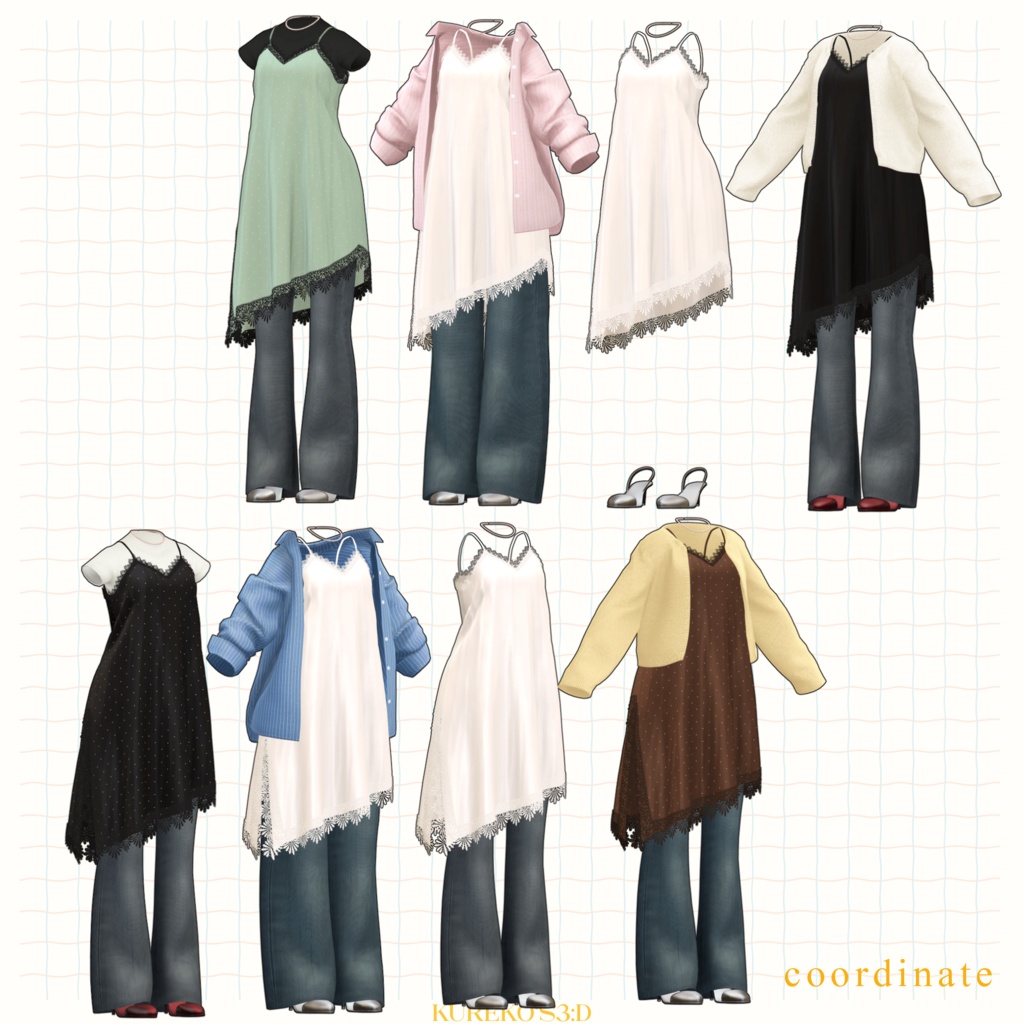 【VRChat向け】Satin lace camisole【マリシア対応】
