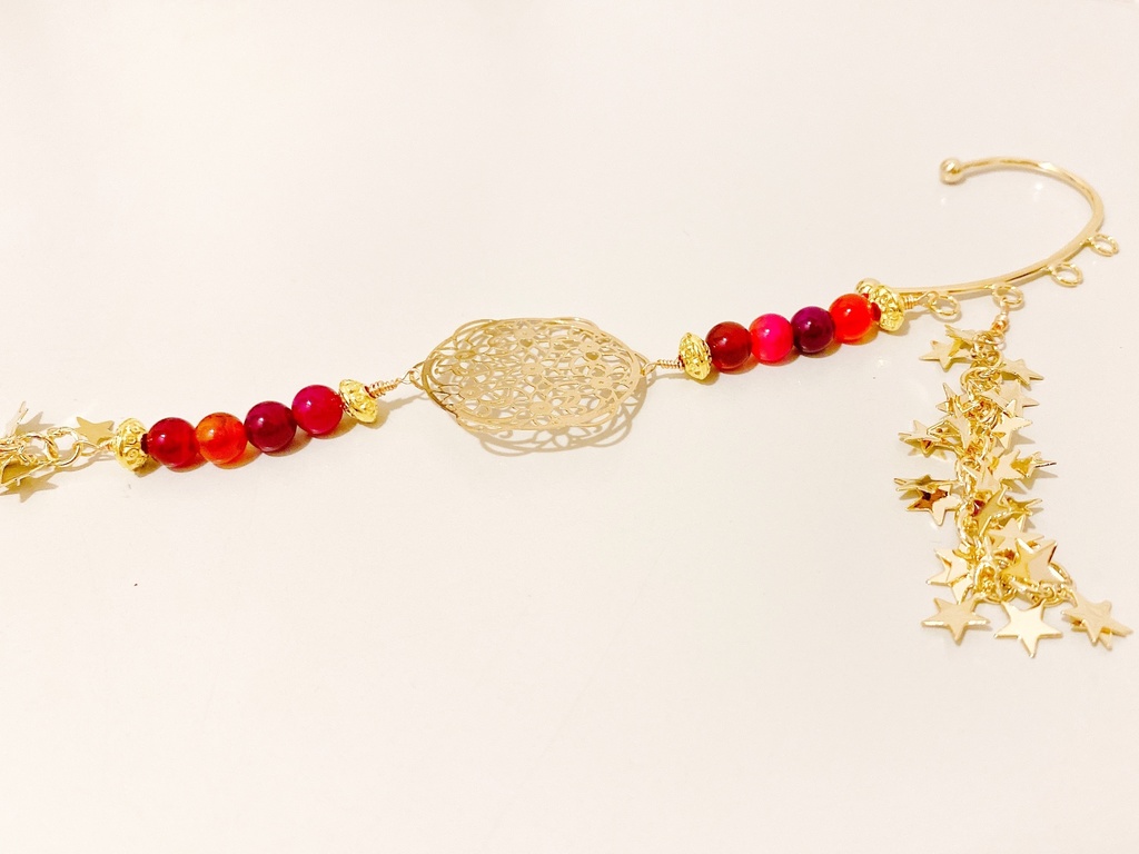 【受注生産】イヤーフック(ブルーアゲート/ピンクアゲート)