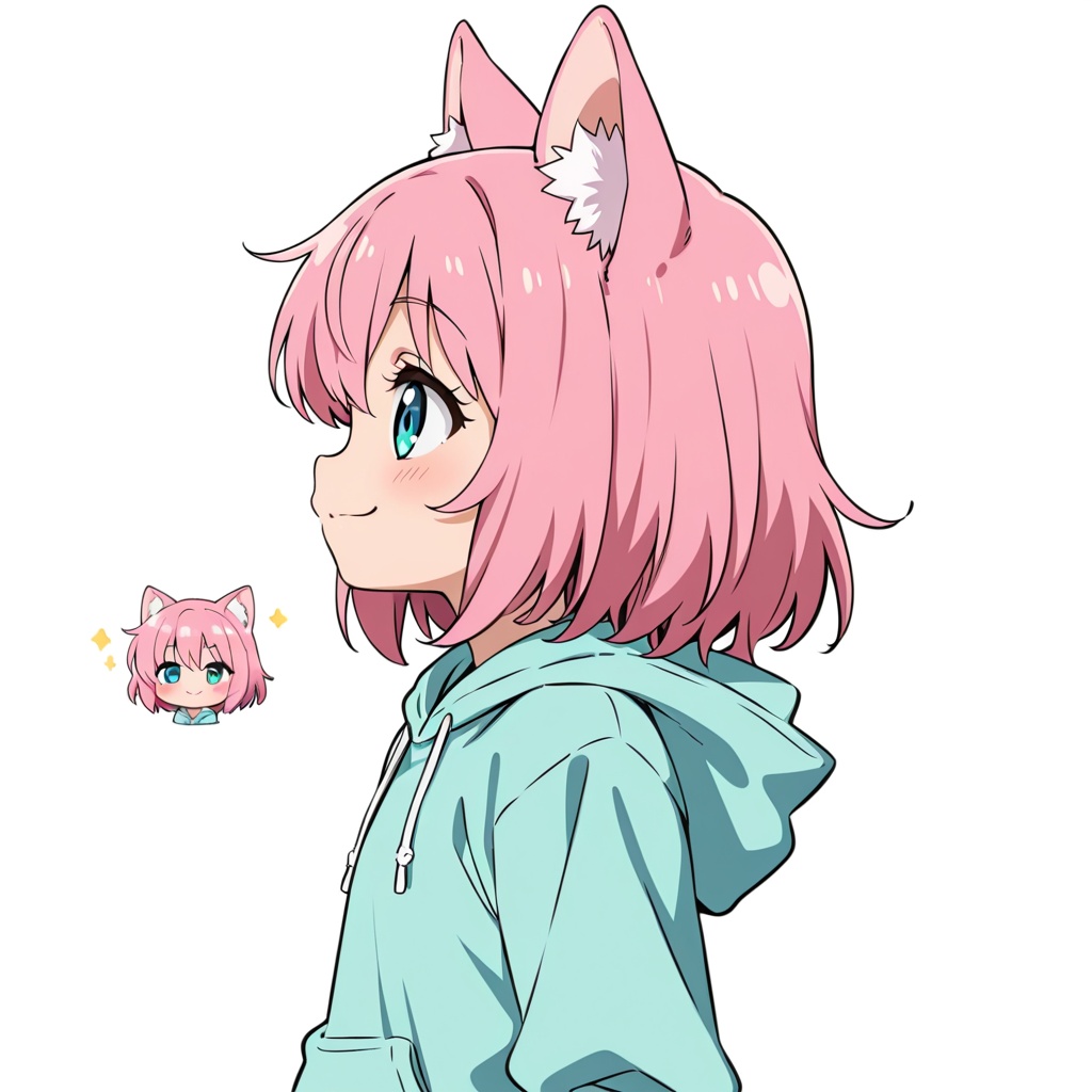 【即購入OK】SNSアイコン用・ねこ耳ちびキャラ（イラスト素材）