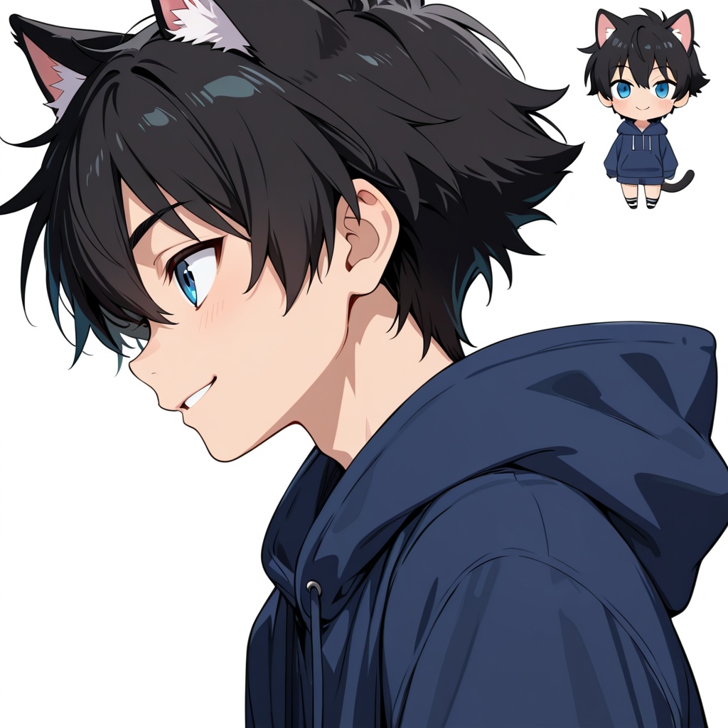 【即購入OK】SNSアイコン用・ケモ耳ちびキャラ(男の子・イラスト素材)