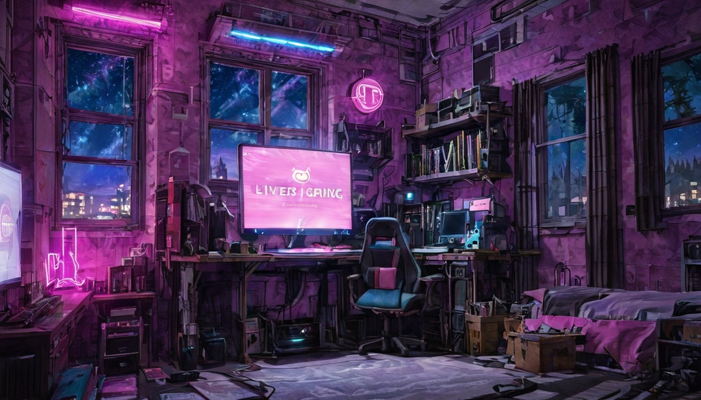 商用OK】VTuber・配信用背景イラスト素材 配信部屋2枚セット（朝・夜）【AI生成】