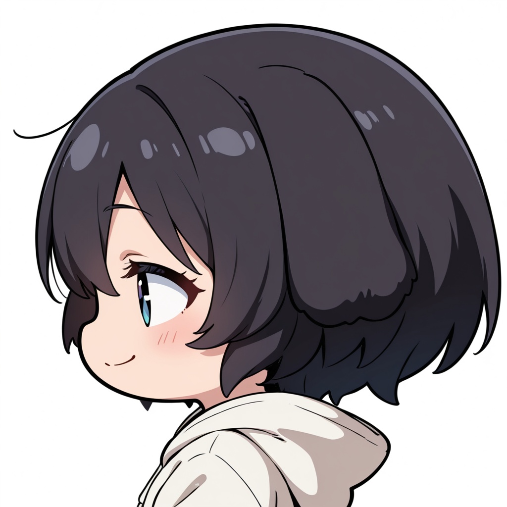【無料・フリー素材】SNSアイコン用・ショートヘアちびキャラ女の子（イラスト素材・白背景）【AI生成】