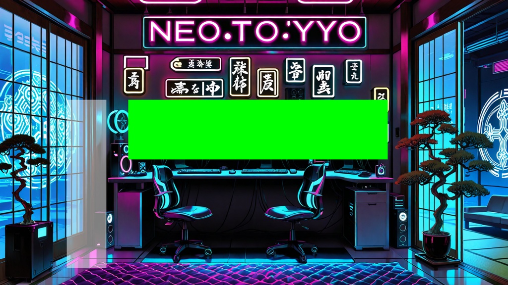 【OBS対応】配信画面セット・ネオ和モダン【無料版あり/クロマキー透過】
