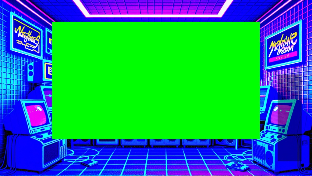 【OBS対応】配信画面セット・80sレトロポップ【無料版あり/クロマキー透過】