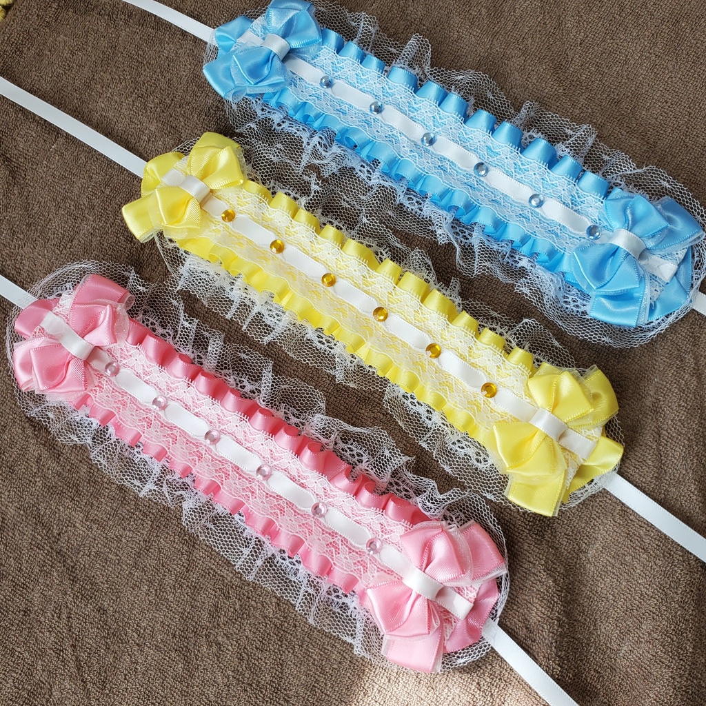 リボン通しレース ヘッドドレス 16cm〜20cmぬいぐるみ用