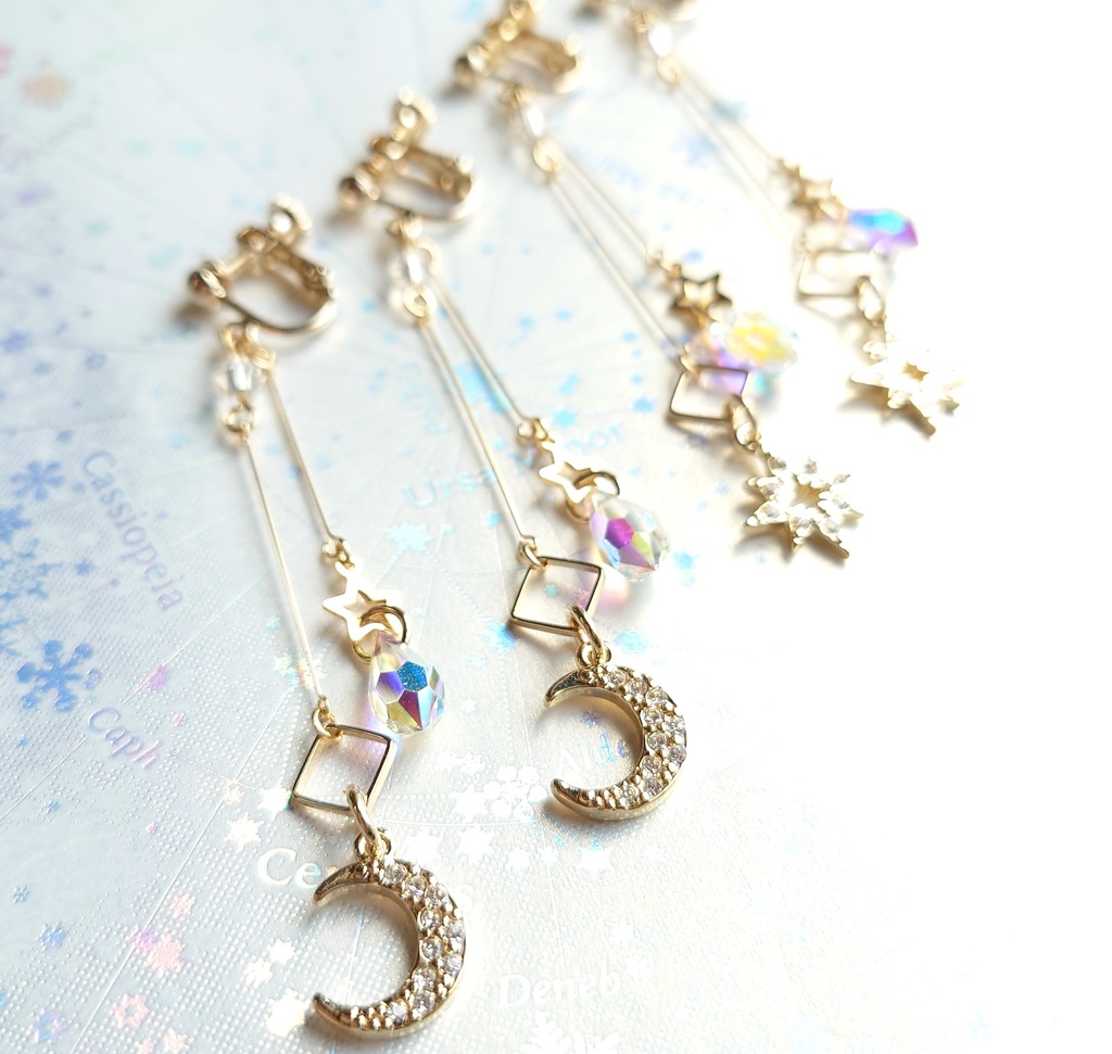 月の光イヤリングG:(ピアス変更可)【自宅発送あんしんBoothパック】