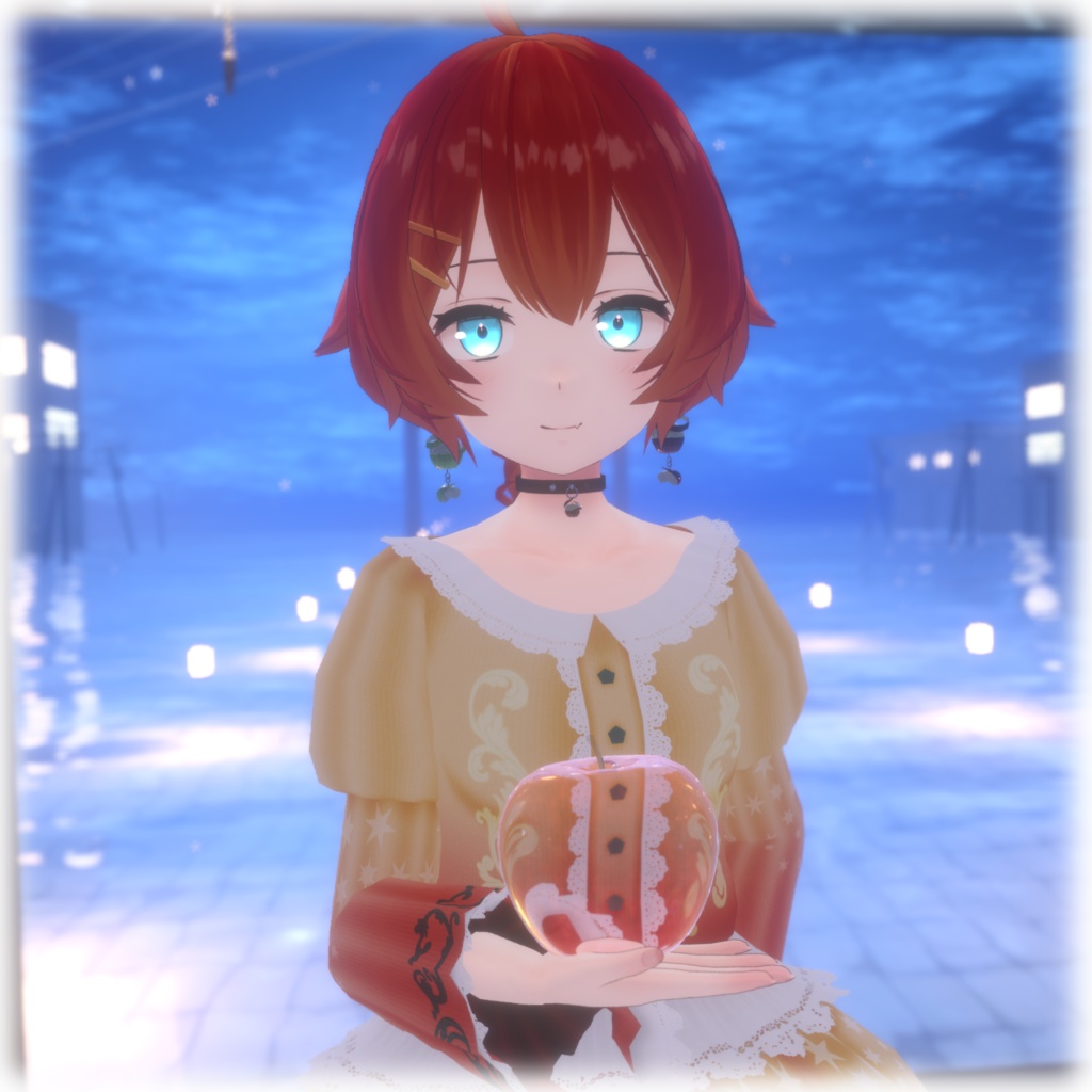【VRChat想定】リンゴのピアス&チョーカー【アクセサリ】