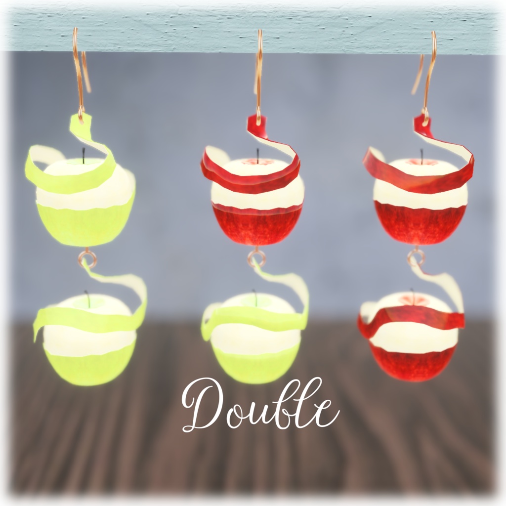 【VRChat想定】リンゴのピアス&チョーカー【アクセサリ】