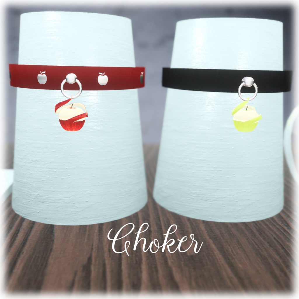 【VRChat想定】リンゴのピアス&チョーカー【アクセサリ】