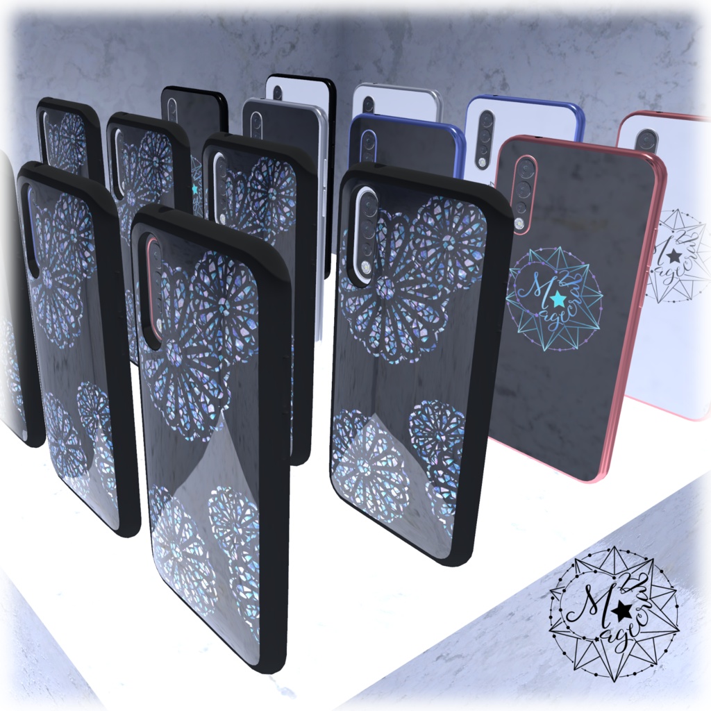 【VRChat想定】螺鈿のケース付きスマホ【小道具】