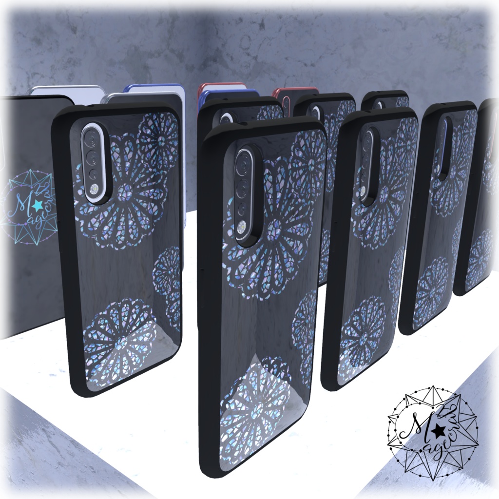 【VRChat想定】螺鈿のケース付きスマホ【小道具】