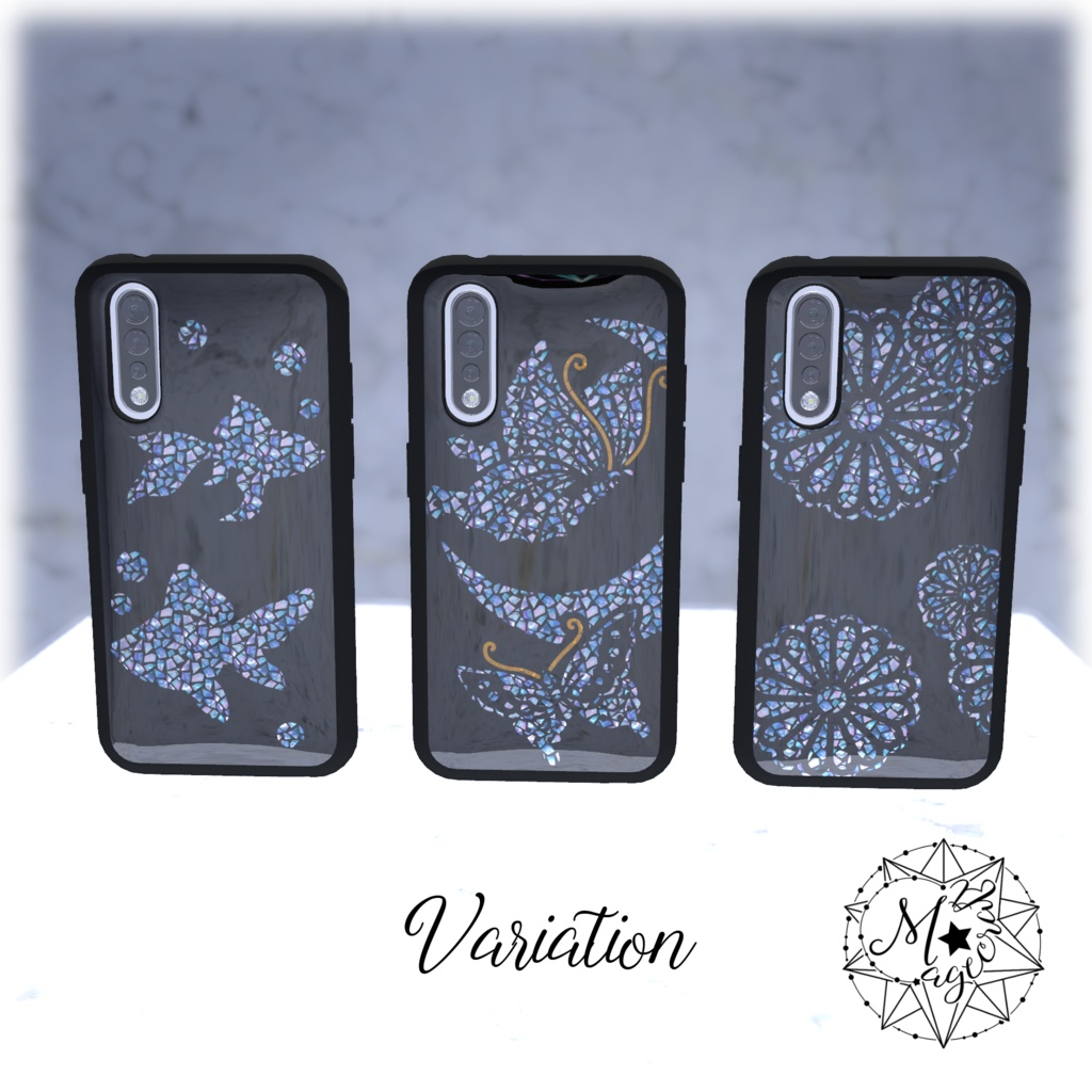 【VRChat想定】螺鈿のケース付きスマホ【小道具】