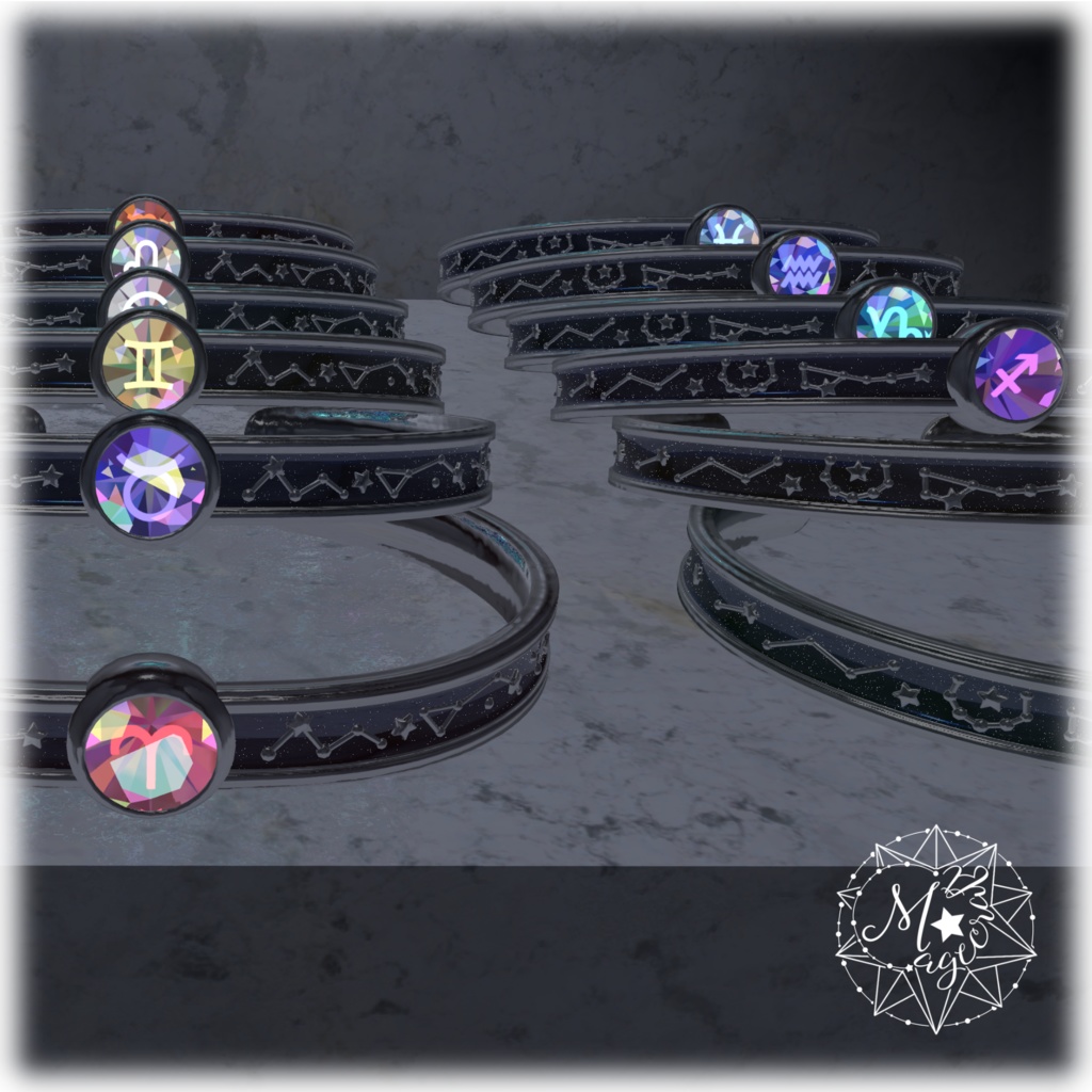 【VRChat想定】十二星座のバングル【アクセサリ】