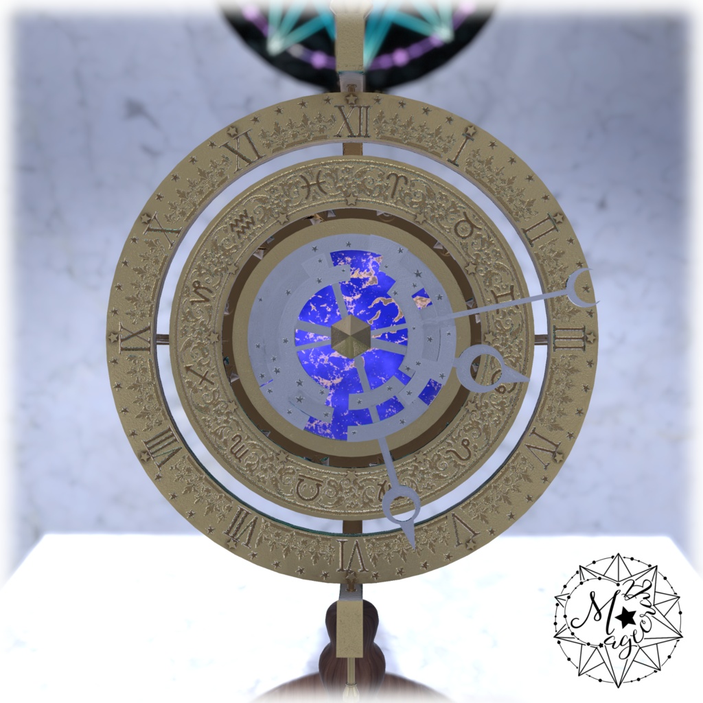 【VRChat想定】Astro Clock(天球儀風置時計)【Udon】