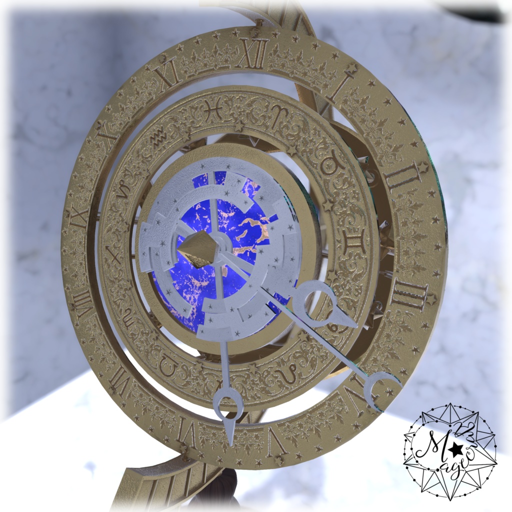 【VRChat想定】Astro Clock(天球儀風置時計)【Udon】