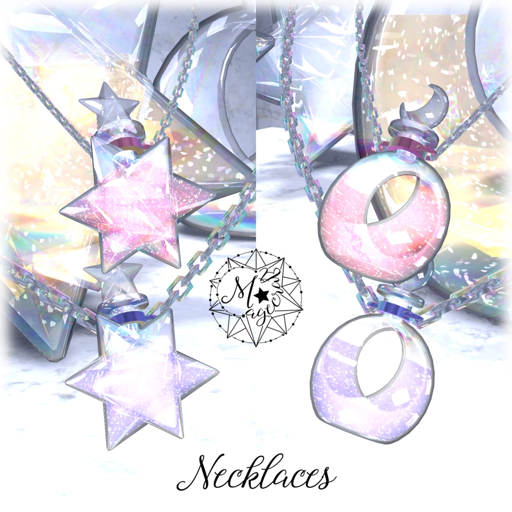 【VRChat想定】星と月の硝子瓶【アクセサリ・小物】