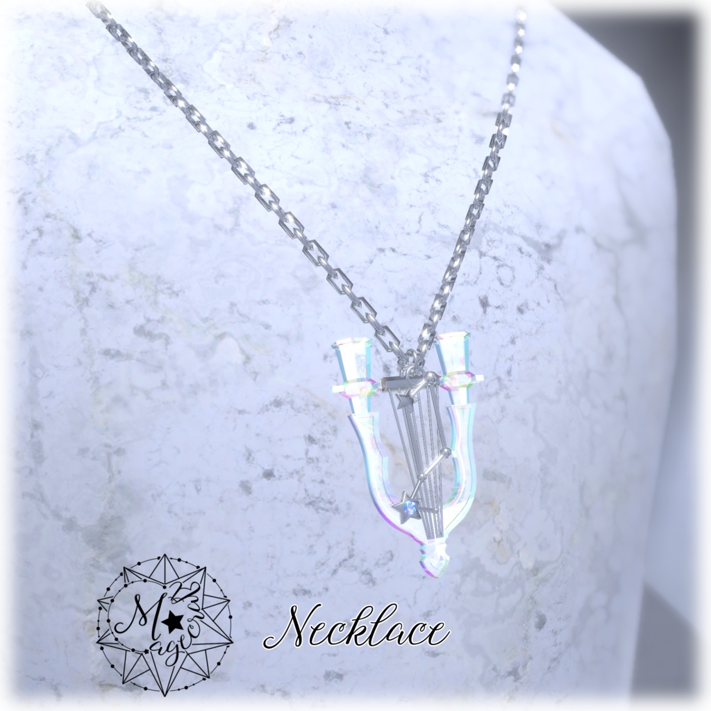 【VRChat想定】オルフェウスの竪琴【ネックレス・ピアス】