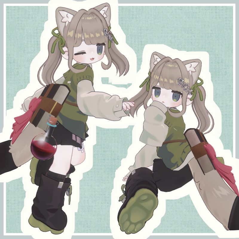 【エク・まめふれんず対応】魔導書ホルダー【中身が揺れるフラスコ付】