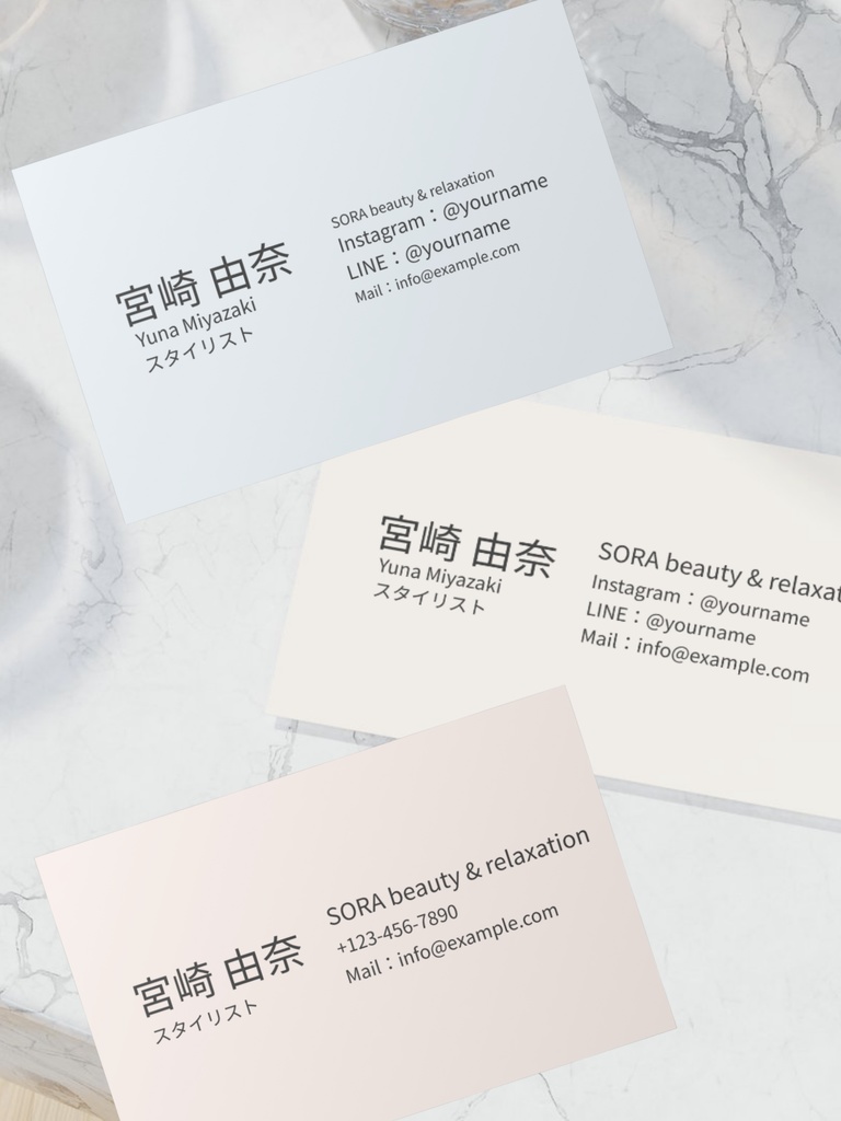 【個人事業主向け】信頼感が伝わる基本名刺テンプレート(Canva)_f.ライトパープル