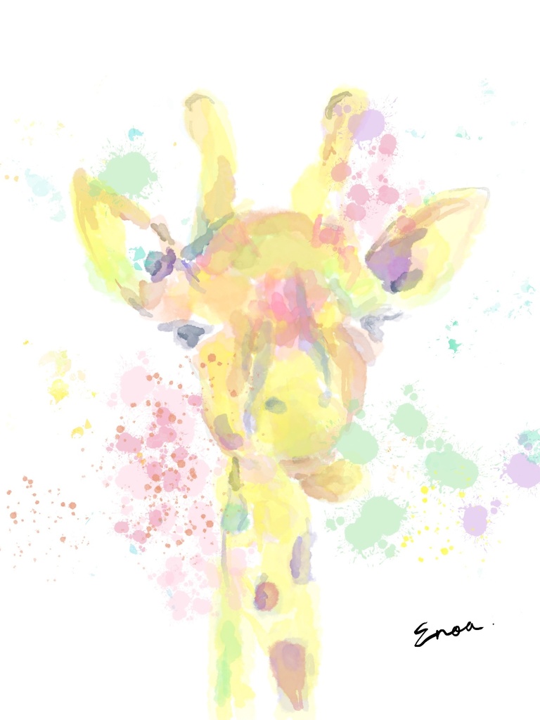 逆塗り絵(キリン)ー線を足してオリジナルの絵が描ける！