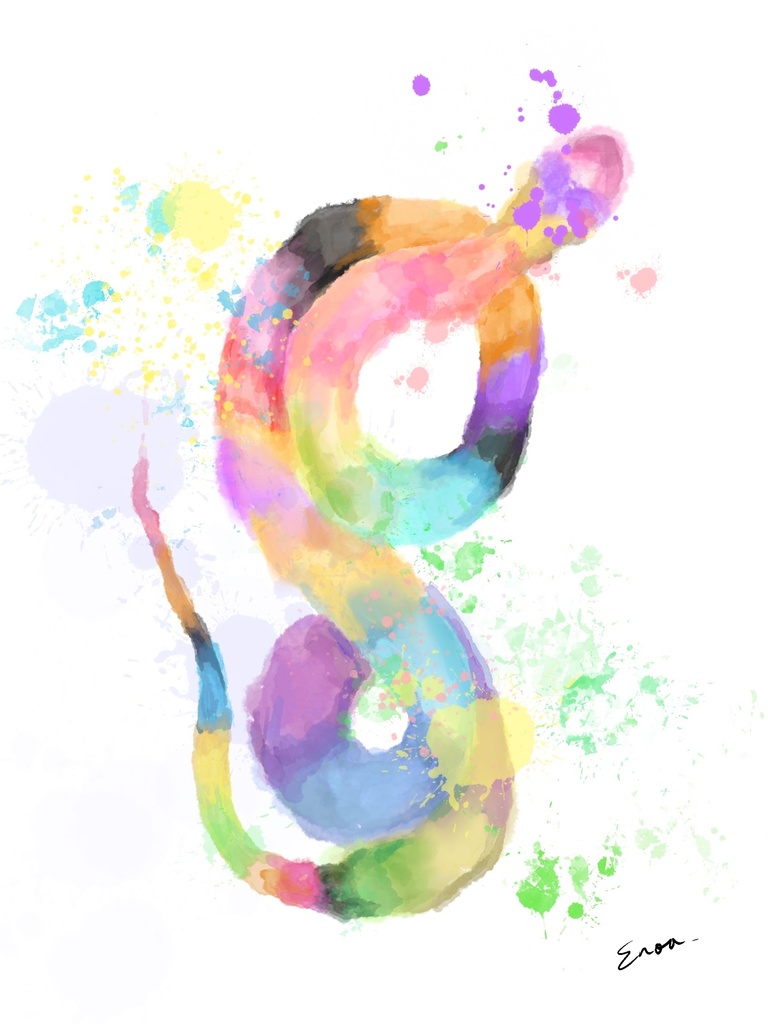 逆塗り絵(蛇)ー線を足してオリジナルの絵が完成！