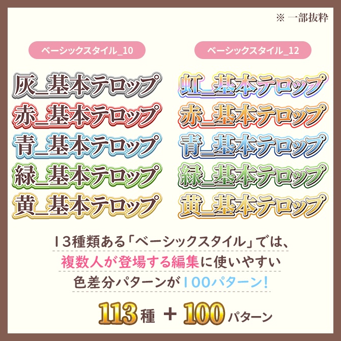 【PremierePro】テロップデザイン113種+120