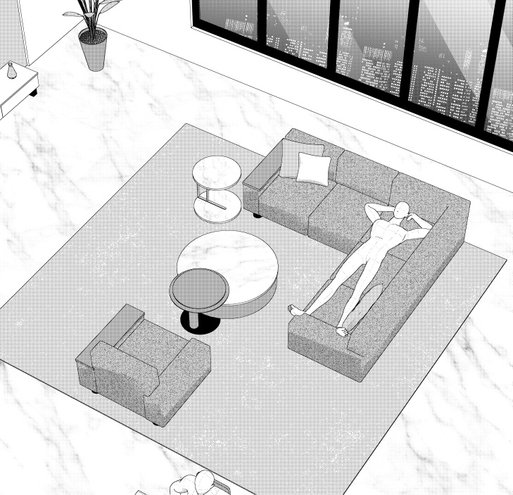 御曹司のリビング(CLIP STUDIO用3D素材)