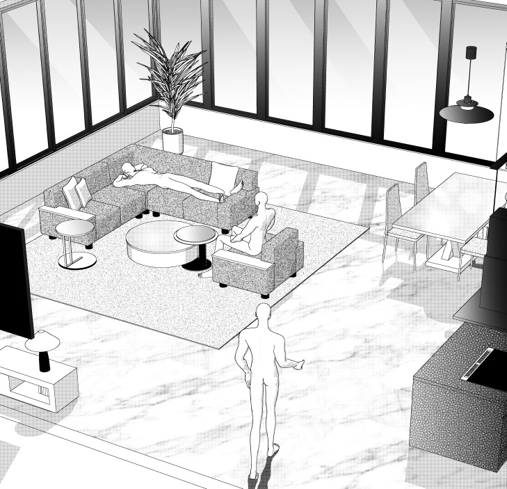 御曹司のリビング(CLIP STUDIO用3D素材)