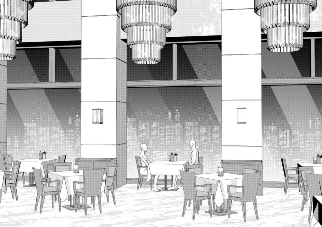 御曹司行きつけのレストラン1(CLIP STUDIO用3D素材)