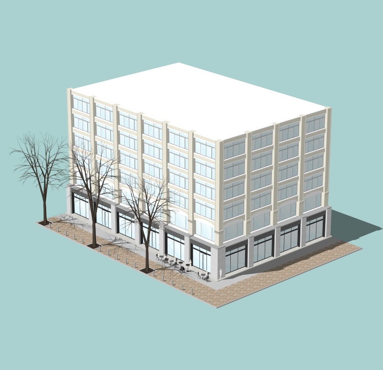 ビル1階のカフェ(外観)