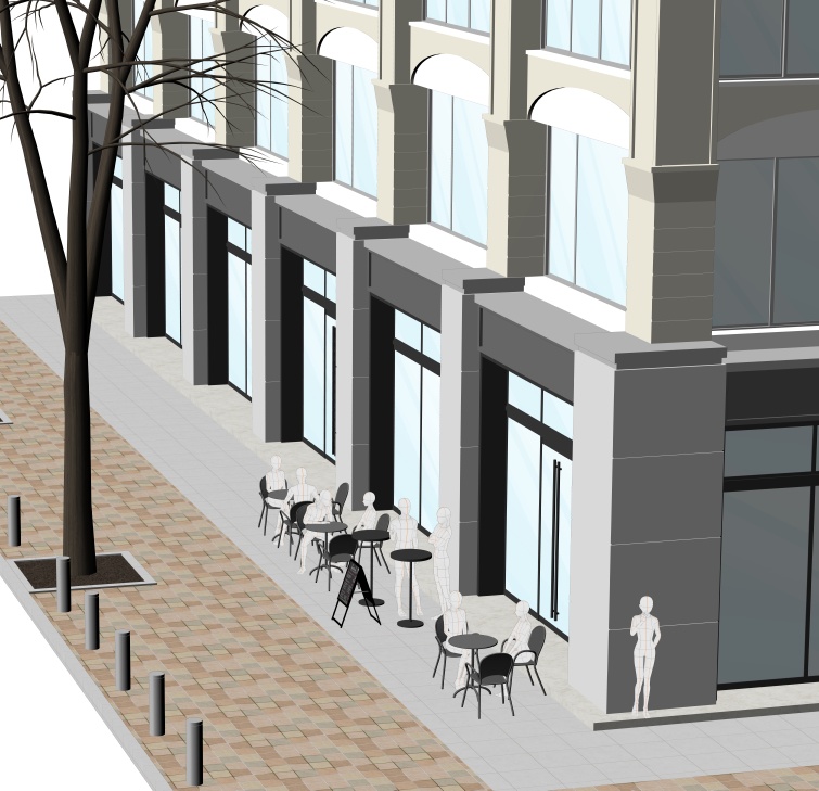 ビル1階のカフェ(外観)