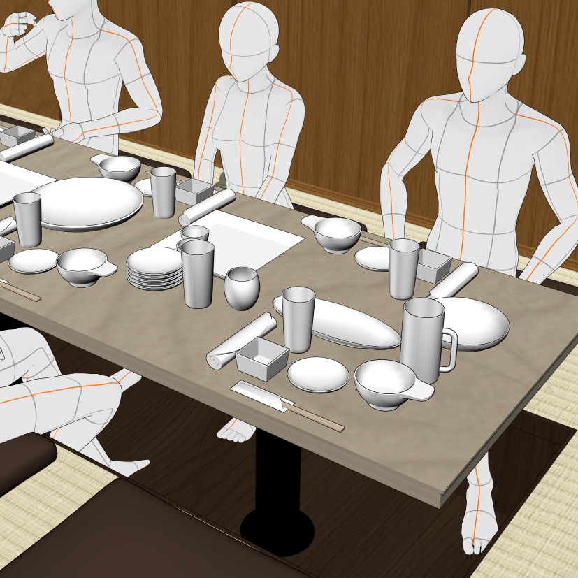 居酒屋個室宴会セット(CLIP STUDIO用3D素材)