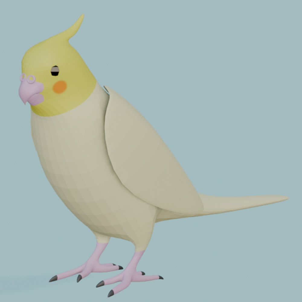 【3Dモデル】オカメインコ(白オカメ)