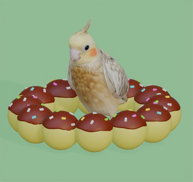 【3Dモデル】オカメドーナッツ(チョコスプレー)