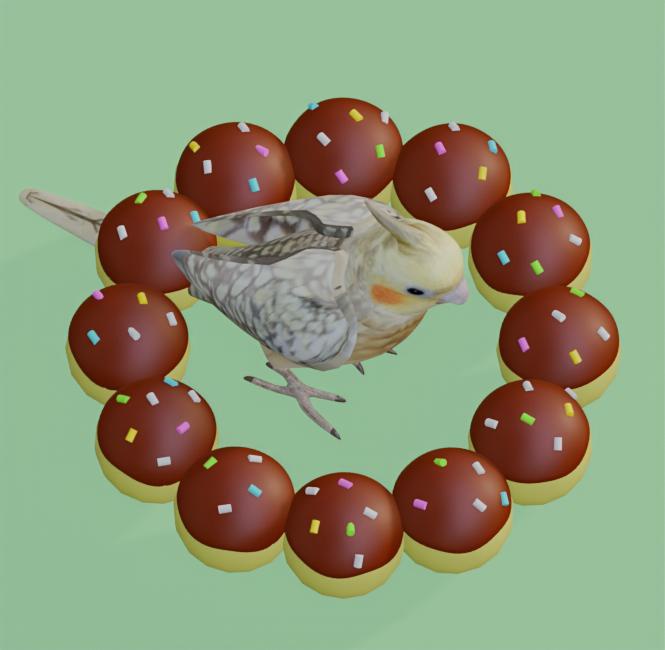 【3Dモデル】オカメドーナッツ(チョコスプレー)