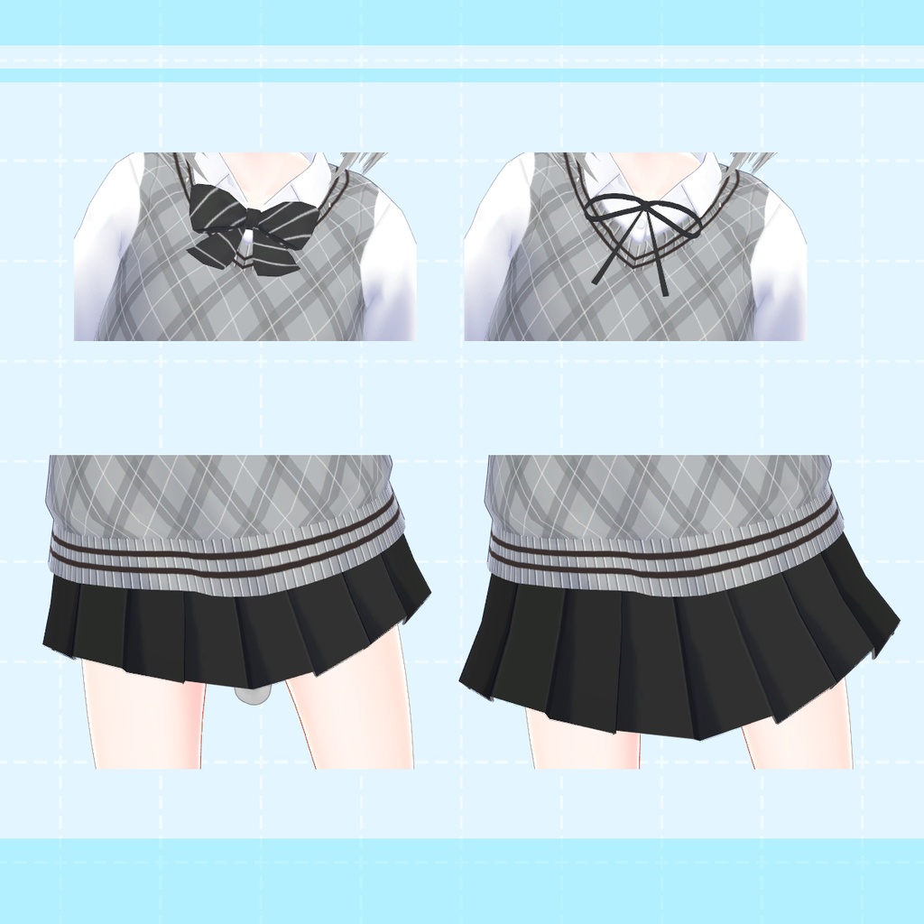 【白星アバター向け】スクール カーディガン(VRChat用)