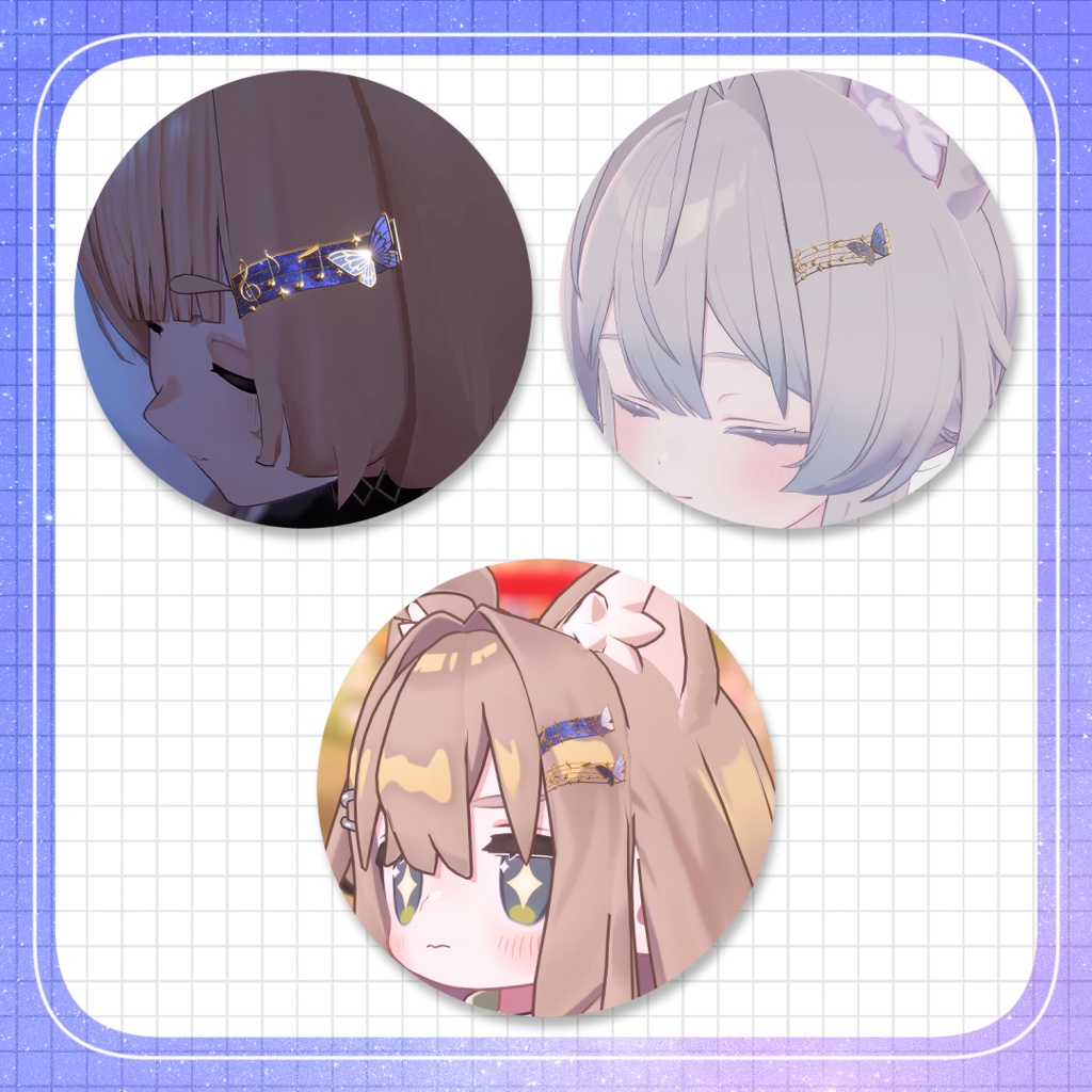 音符と蝶のヘアクリップ