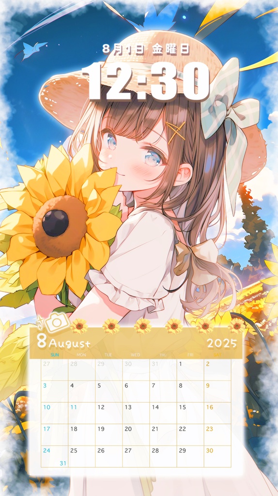 ✦8月用✦【カレンダー付き!待ち受け素材】夏盛り10点セット*+【 Vtuber/配信者向け 】