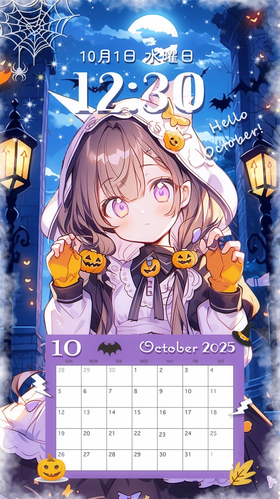 ✦10月用✦【カレンダー付き!待ち受け素材】ハロウィンにも使える!10点セット*+【 Vtuber/配信者向け 】