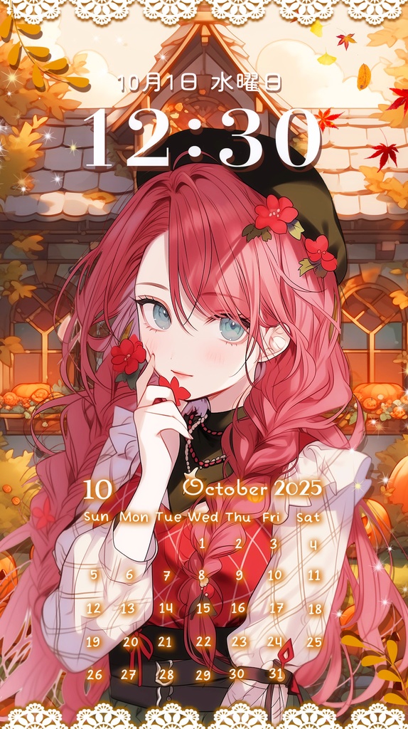 ✦10月用✦【カレンダー付き!待ち受け素材】秋色10点セット *+【 Vtuber/配信者向け 】