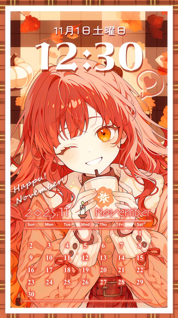 ✦11月用✦【カレンダー付き!待ち受け素材】秋深まる10点セット *+【 Vtuber/配信者向け 】