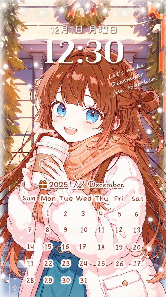 ✦12月用✦【カレンダー付き!待ち受け素材】冬輝く✧10点セット *+【 Vtuber/配信者向け 】