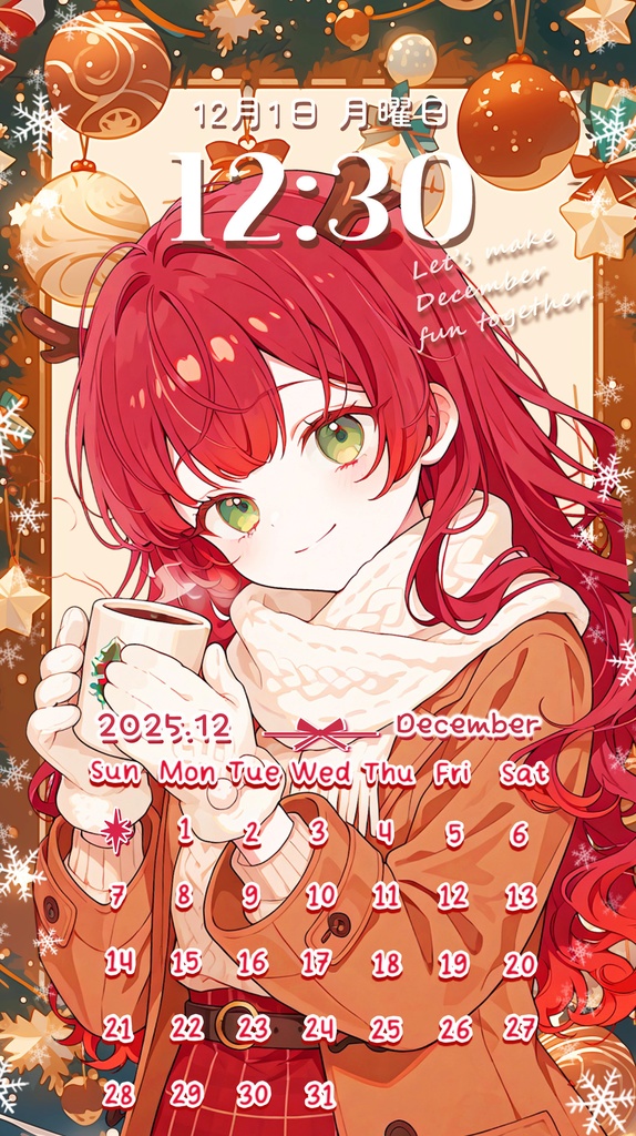 ✦12月用✦【カレンダー付き!待ち受け素材】冬輝く✧10点セット *+【 Vtuber/配信者向け 】